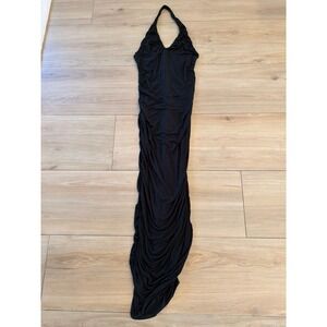 Free People Free-est Black Ruched Halter Maxi Dress Open Back Size Medium